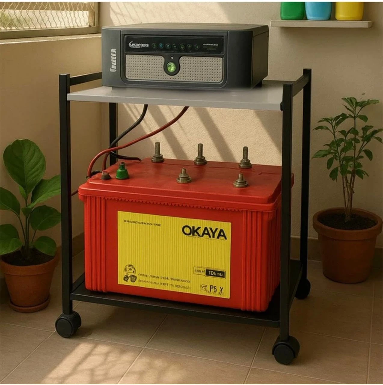 Inverter Trolley for Home battery Stand Desk and Decor