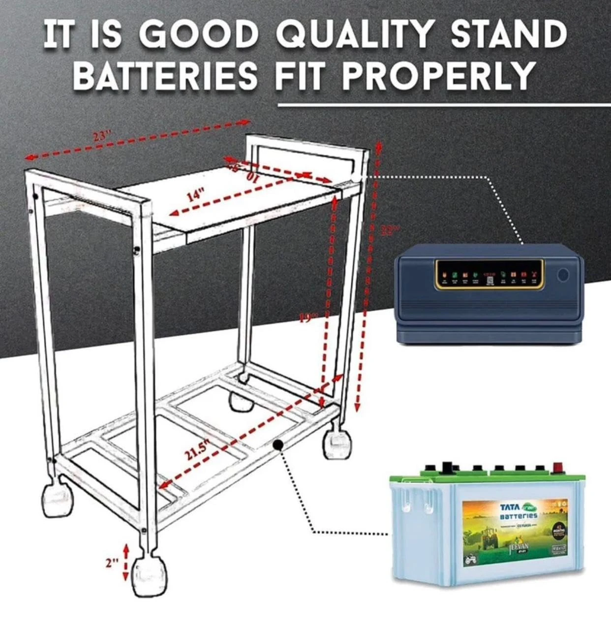Inverter Trolley for Home battery Stand Desk and Decor