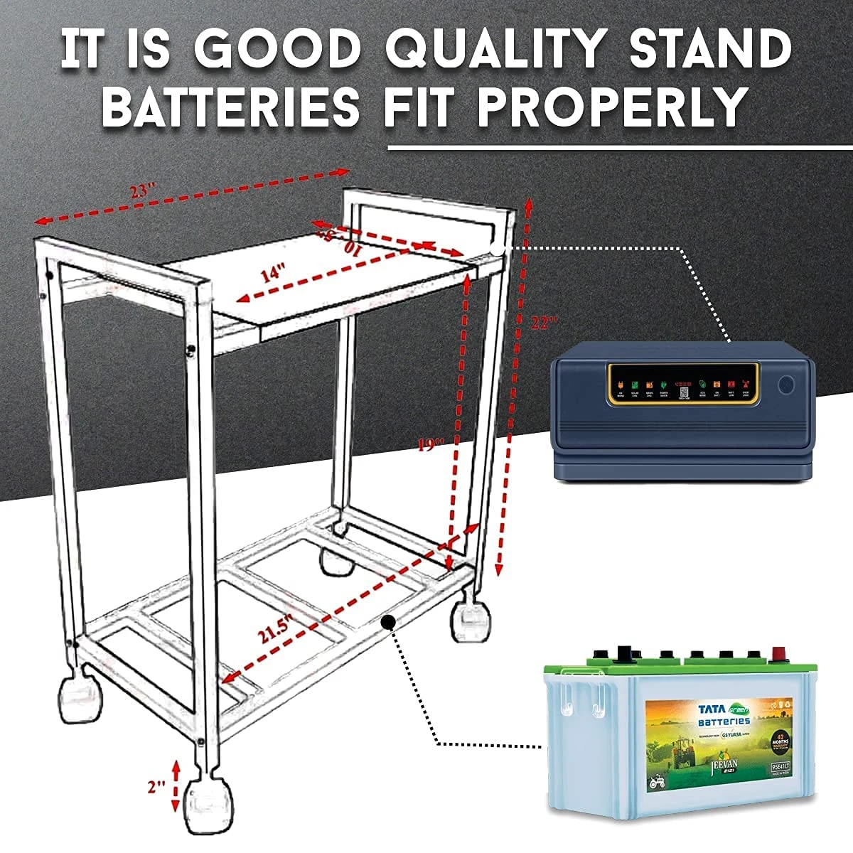 Inverter Trolley for Home Trolly, Inverter Battery Trolly, Inverter Stand for Home battery Stand Desk and Decor