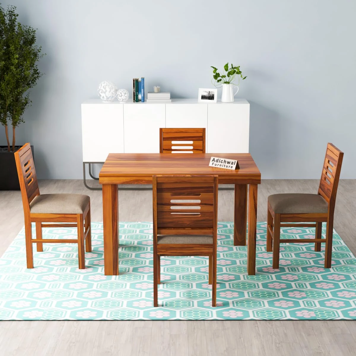 4 Seater Dining Set Dining Table Set with Cushioned Chairs for Dining Room Test  Child Category Desk and Decor