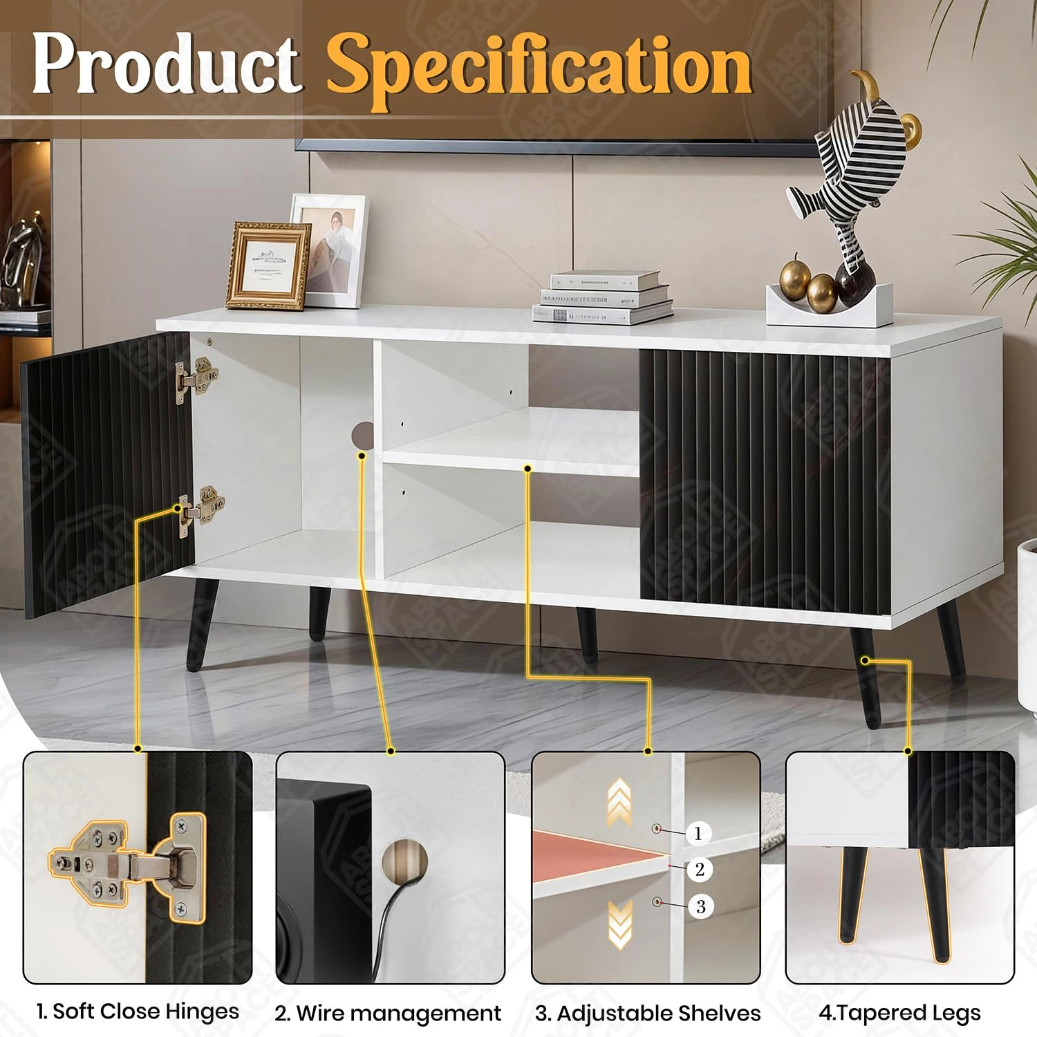 Modern Wooden TV Entertainment Unit with Storage Test  Child Category Desk and Decor