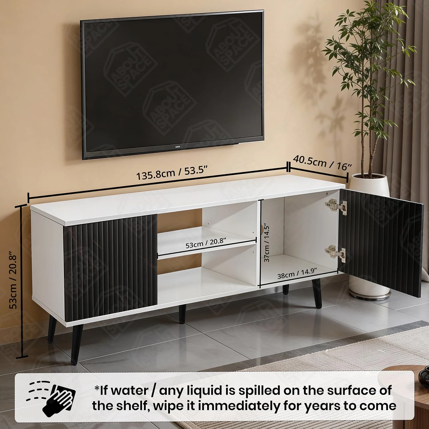 Modern Wooden TV Entertainment Unit with Storage Test  Child Category Desk and Decor