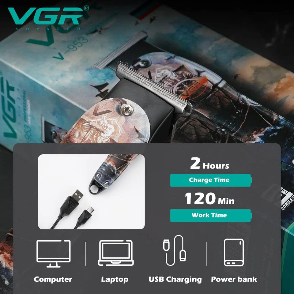 VGR V-953 Professional T-Blade Hair Trimmer for Men, 120 min Runtime with 3 Cutting Guide Combs Test  Child Category Desk and Decor