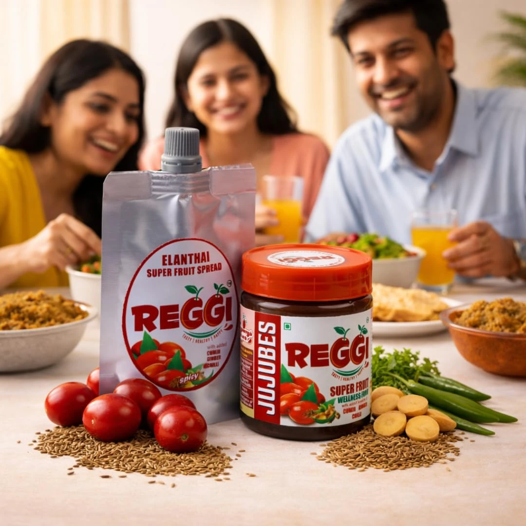 REGGI Elanthai Jujube Fruit Spread 50g Pouch | Cumin Ginger Chilli Flavour | Kids Healthy Jam Alternative | Natural Spicy Delight | Traditional Indian Snack for Bread & Roti Test  Child Category Desk and Decor