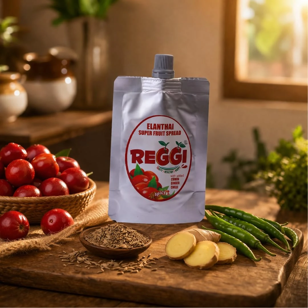 REGGI Elanthai Jujube Fruit Spread 50g Pouch | Cumin Ginger Chilli Flavour | Kids Healthy Jam Alternative | Natural Spicy Delight | Traditional Indian Snack for Bread & Roti Test  Child Category Desk and Decor