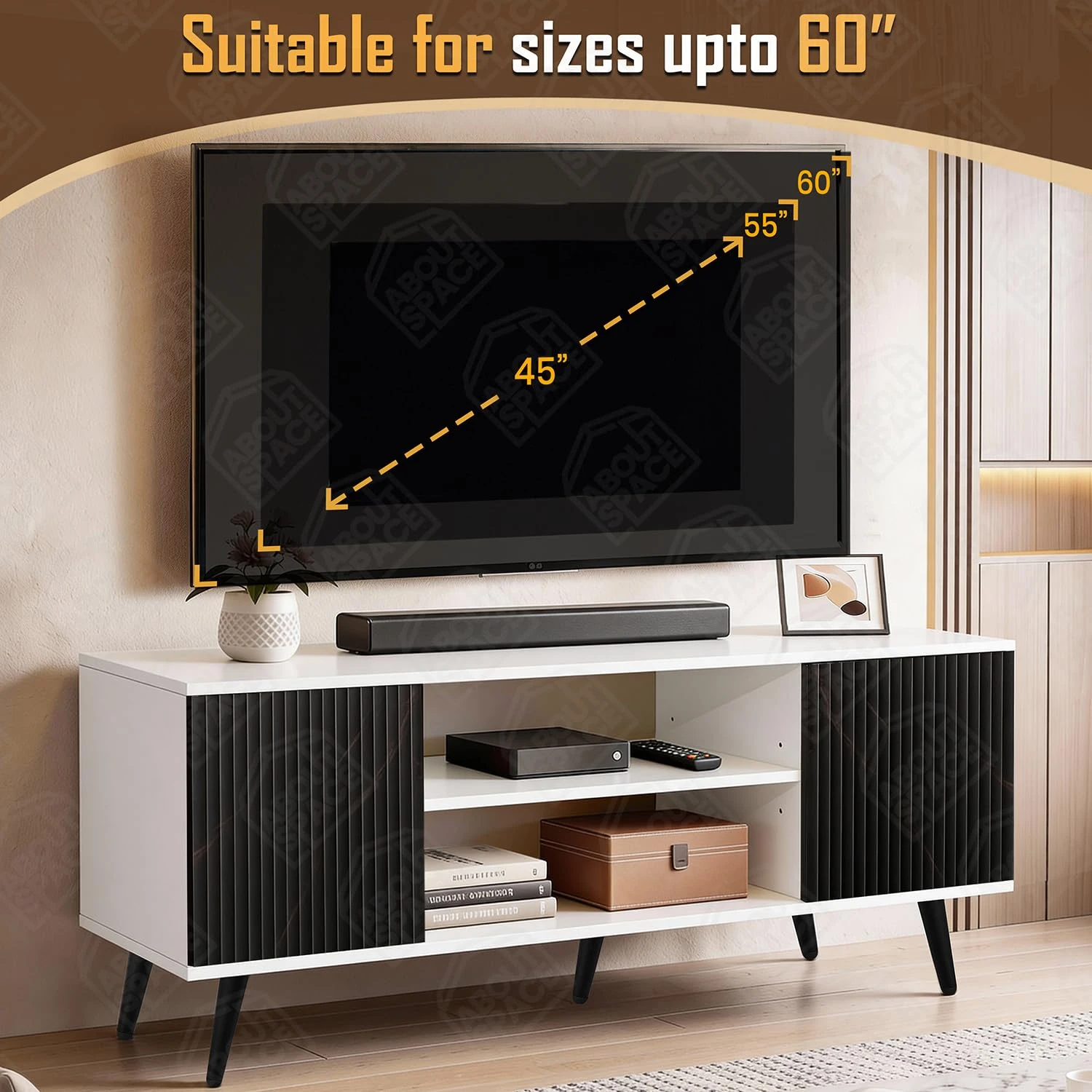 Modern Wooden TV Entertainment Unit with Storage