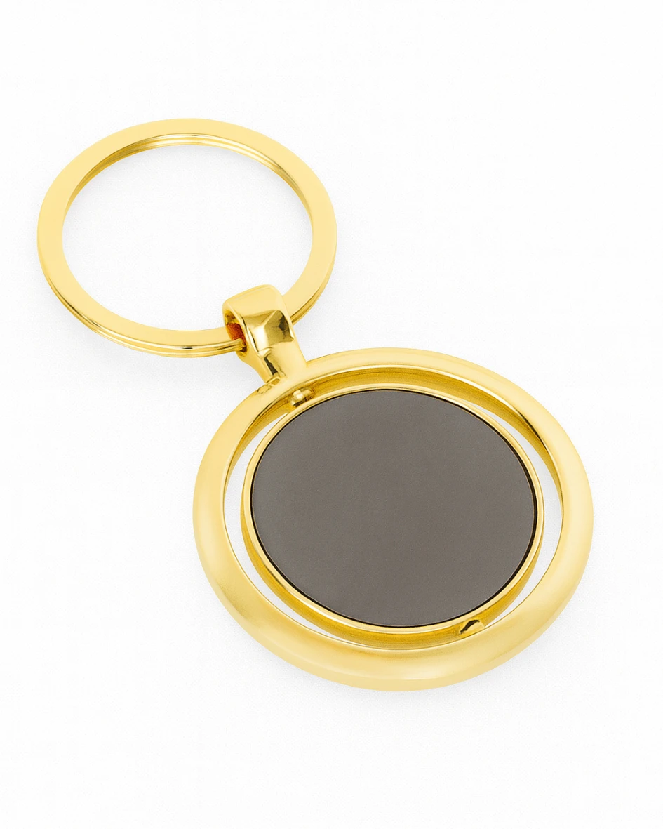 Elegant Gold-tone Keychain With Matte Medallion