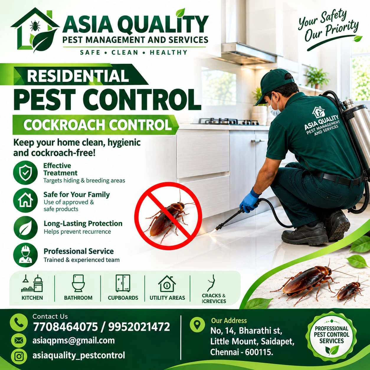 Residential Cockroach Pest Control Treatment